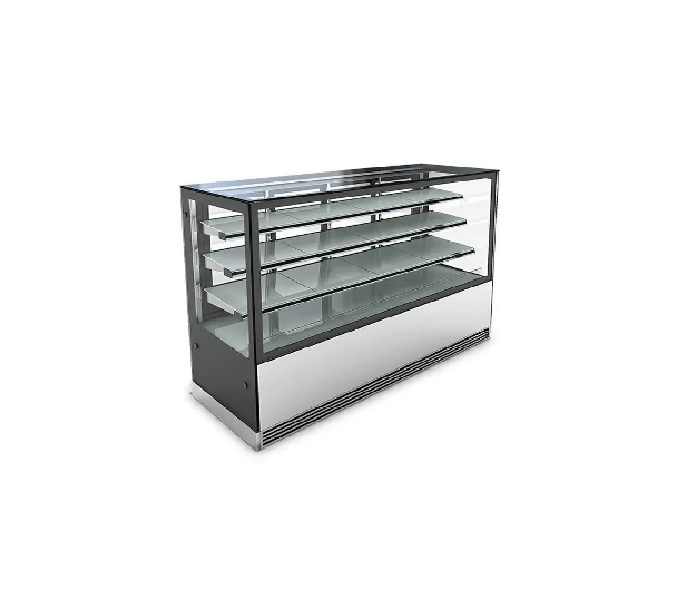 Cake display.Front square glass.